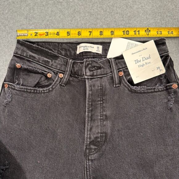 NWT Abercrombie & Fitch Womens The Dad High Rise Jeans Black Sz 26 2s Distressed - Picture 7 of 16